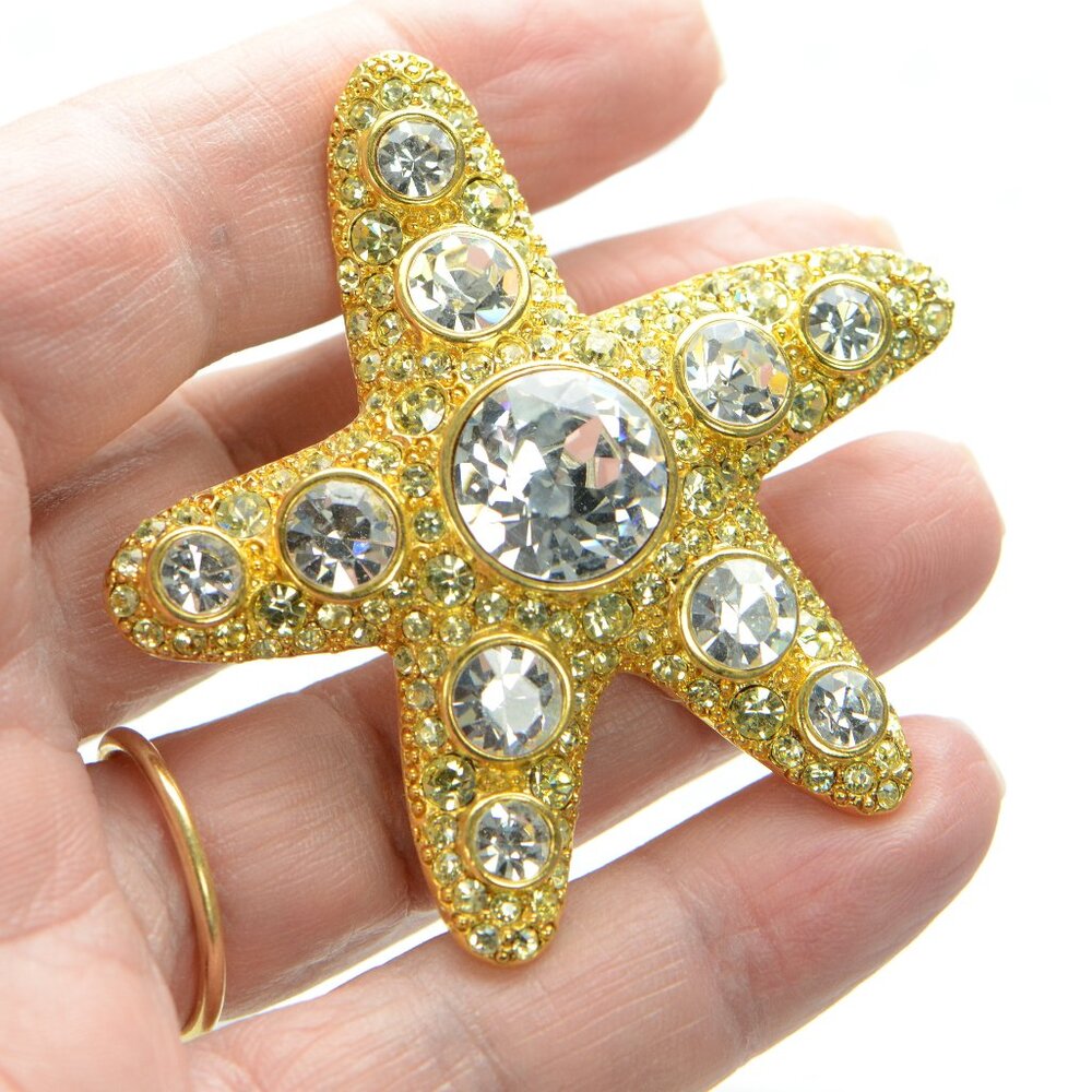 Vintage Kenneth Jay Lane Kjl Crystal Starfish Pin… - image 3